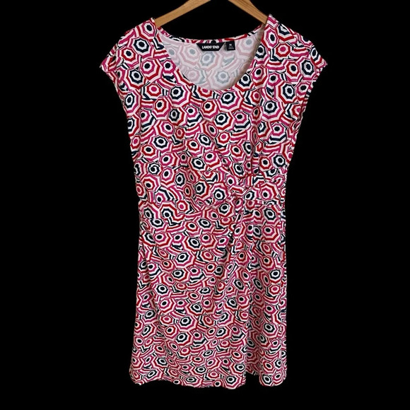 Lands End Womens Medium 10-12 Umbrella Print Knit Dress Scrunched Waist Casual - Picture 1 of 5
